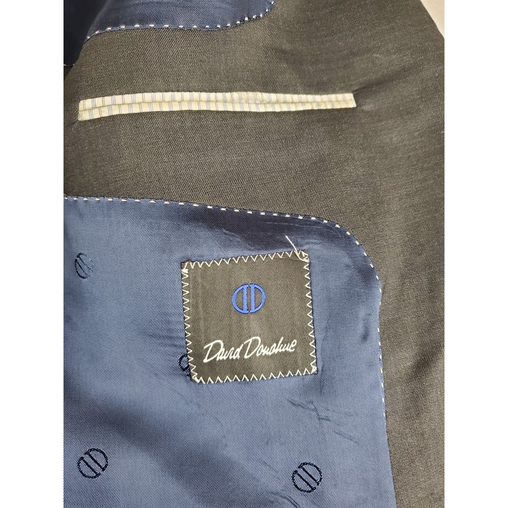 David Donahue Blazer Men 46 R Charcoal Marzotto Wool Super 150s Double Vented - Picture 8 of 16